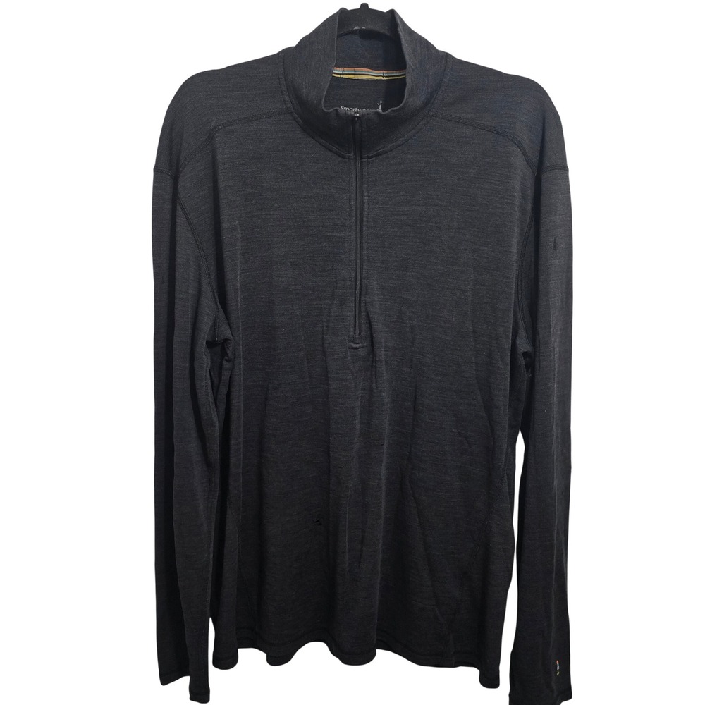 Smartwool Mens XXL Charcoal Gray Merino Wool 1/4 Zip Pullover SW016355‎ S23
